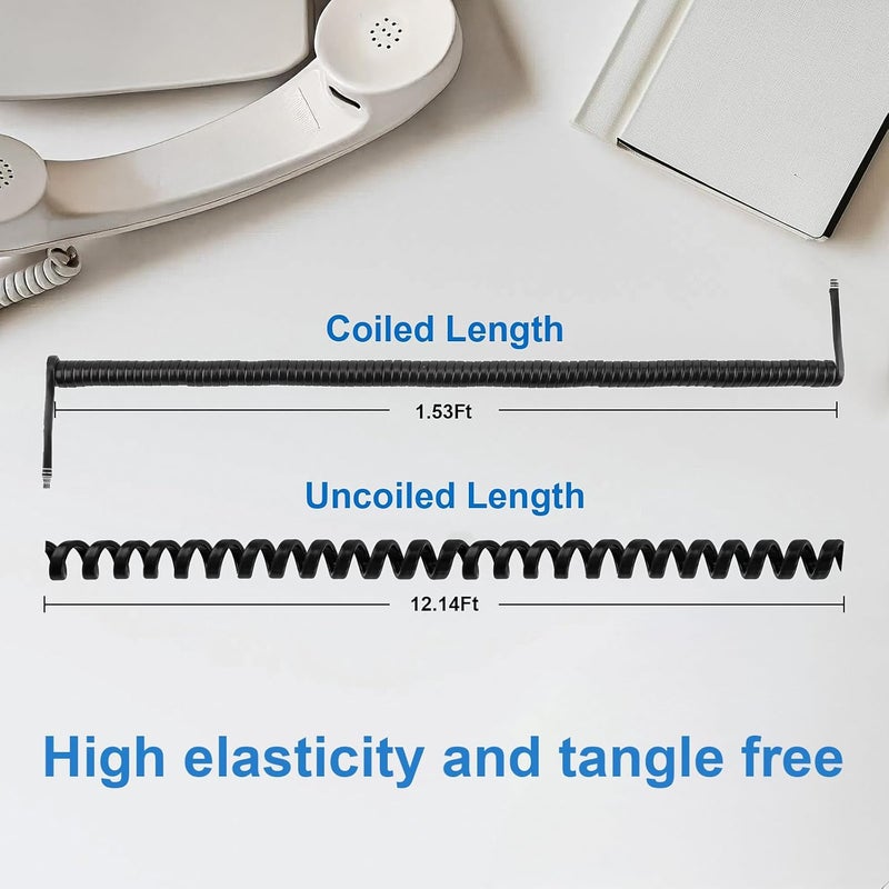 EZYUMM Phone Cord for Landline, 2 Pack Black Handset Telephone Cord, Universal Replacement Cable for Desk & Wall Phones - Image 4